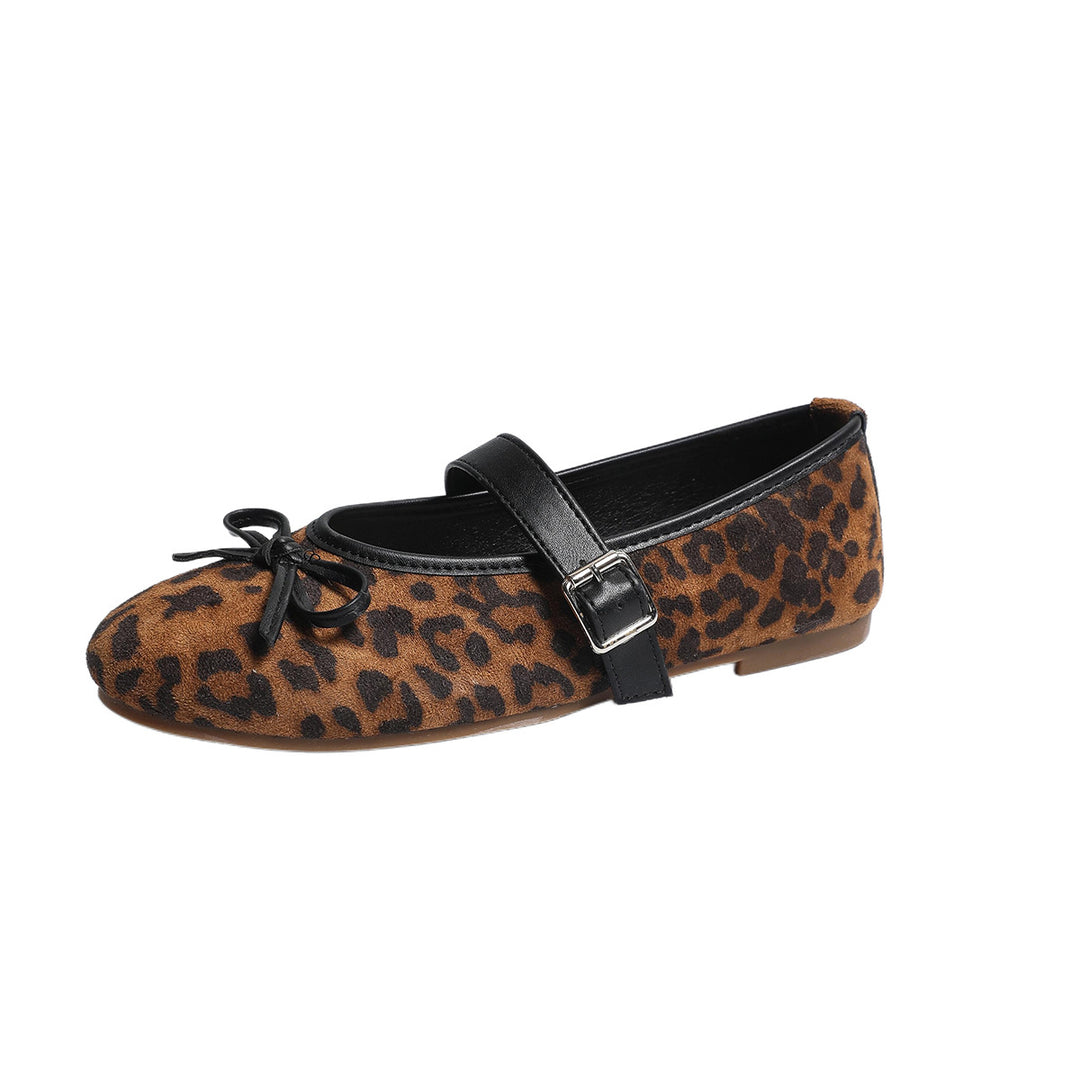 Damen Ballerinas mit verstellbarem Riemendesign und modischem Leopardenmuster EB
