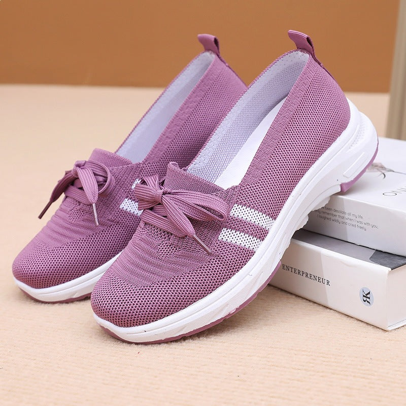 Damen Bequeme Slip-On Sneakers mit modischem Schleifendetail EB