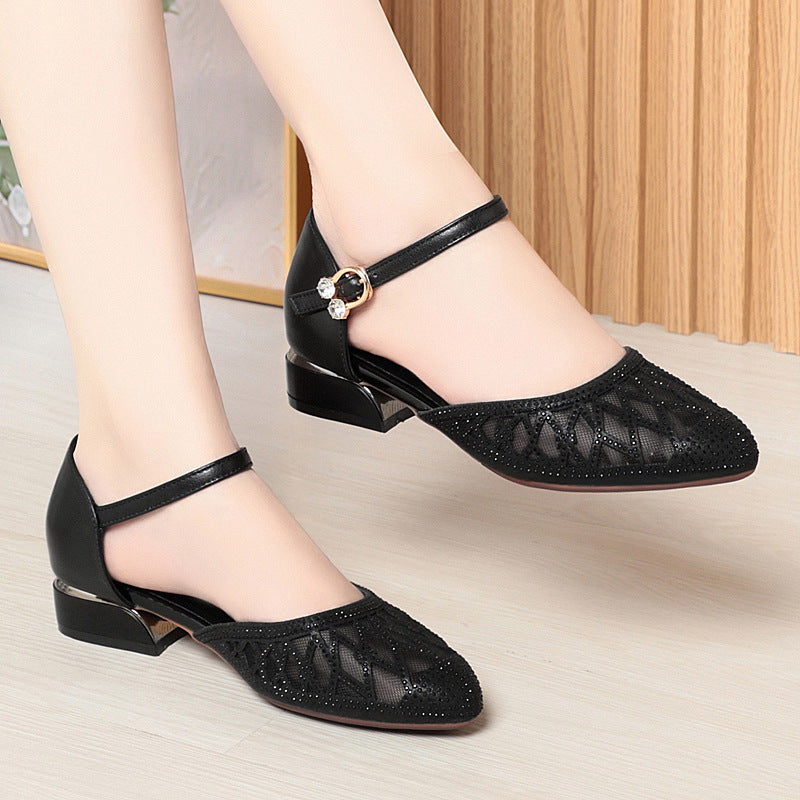 Damen Ballerinas mit elegantem Riemchen und modischem Strassdetail EB