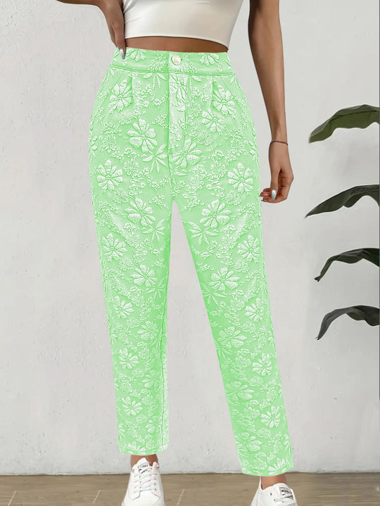 Damen Blumenmuster Hose im eleganten Casual-Stil EB