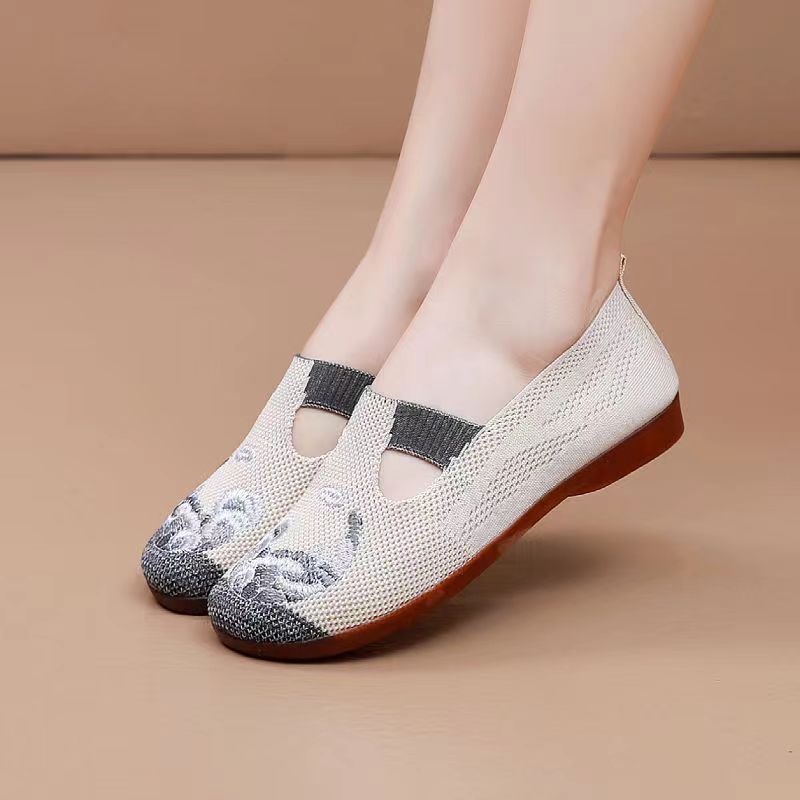 Damen elegante und atmungsaktive Ballerinas mit floralem Muster EB