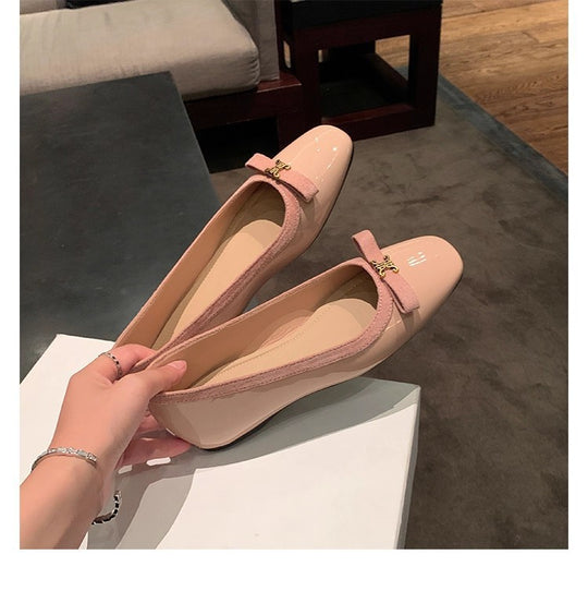 Damen elegante Ballerinas mit modischer Schleifenverzierung EB