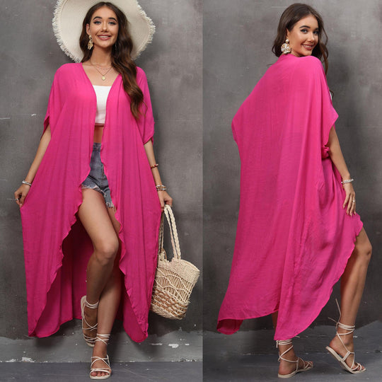 Damen luftiger Strandkimono aus fließender Viskose EB