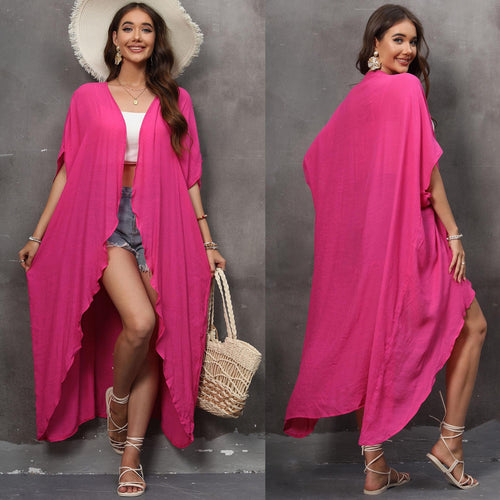Damen luftiger Strandkimono aus fließender Viskose EB