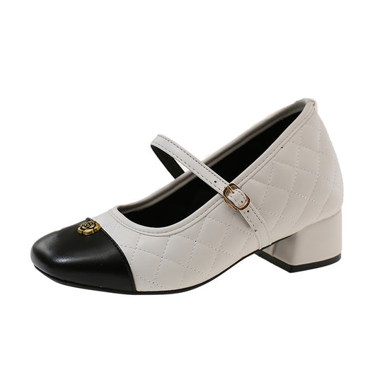 Damen Elegante Mary Jane Absatzschuhe mit modischem Riemen und strukturiertem Obermaterial EB