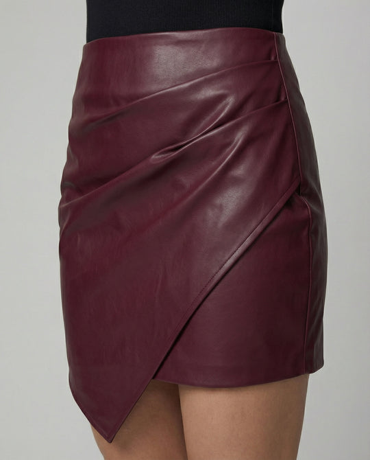 Damen Kunstleder Wickelrock EB
