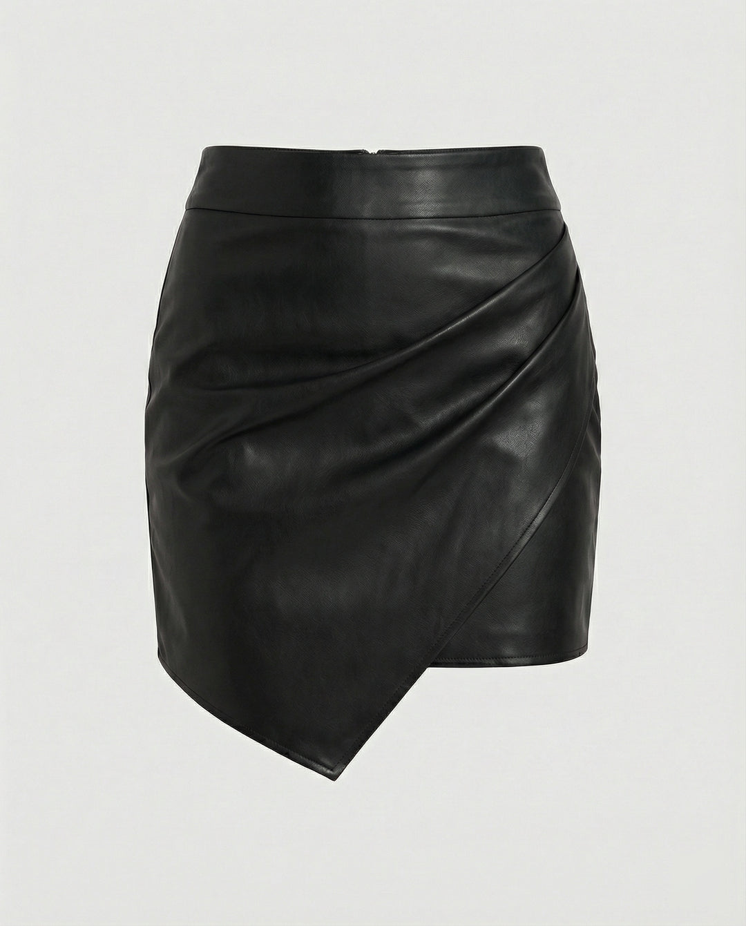 Damen Kunstleder Wickelrock EB