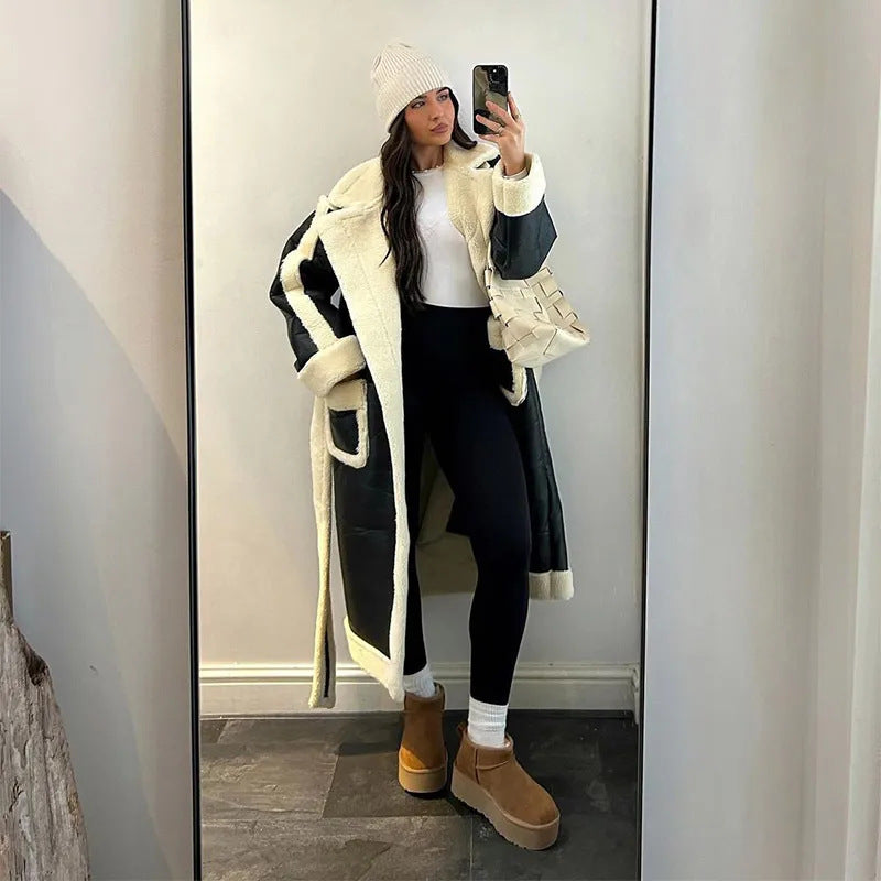 Damen Modischer Langmantel mit Kuschelfutter EB