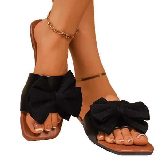 Damen elegante Flats mit voluminöser Schleifen-Applikation EB
