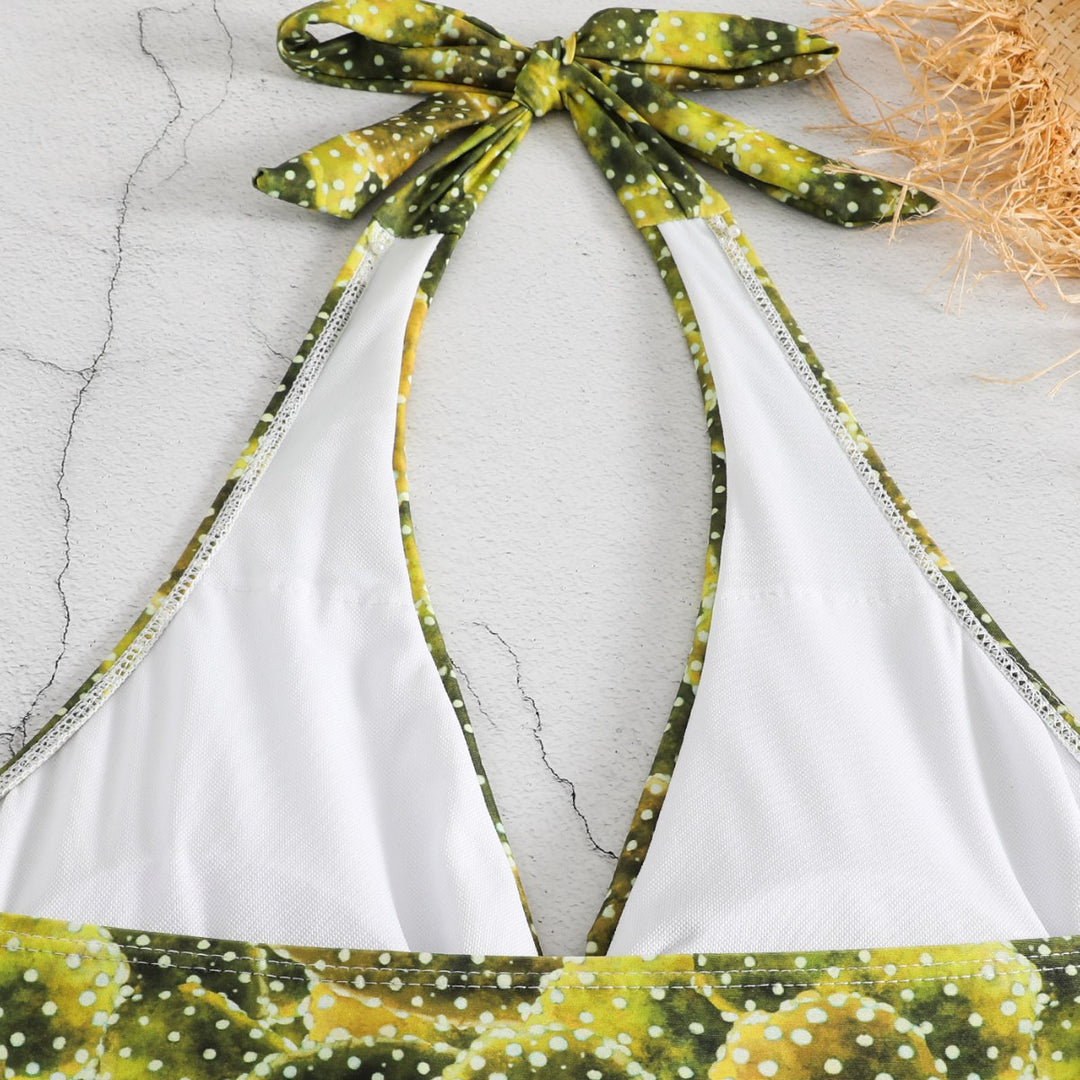 Damen Einteiler Badeanzug mit floralem Kaktusdesign EB