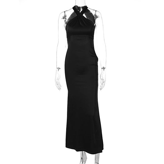 Damen Elegantes Wickelmaxikleid mit schmalen Trägern und figurbetontem Schnitt EB