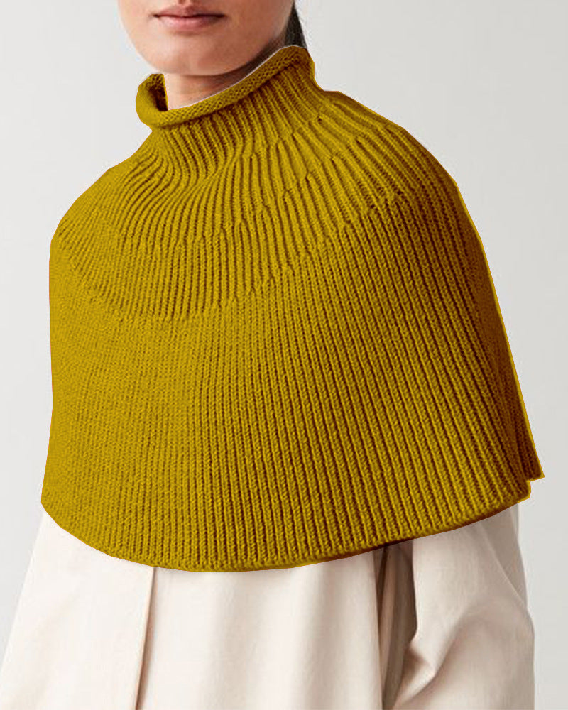 Damen Strickcape mit hochgeschlossenem Kragen EB