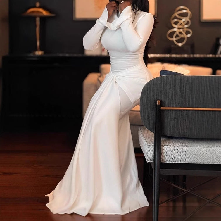 Damen Elegantes Maxikleid mit figurbetontem Schnitt und Rüschendetails EB