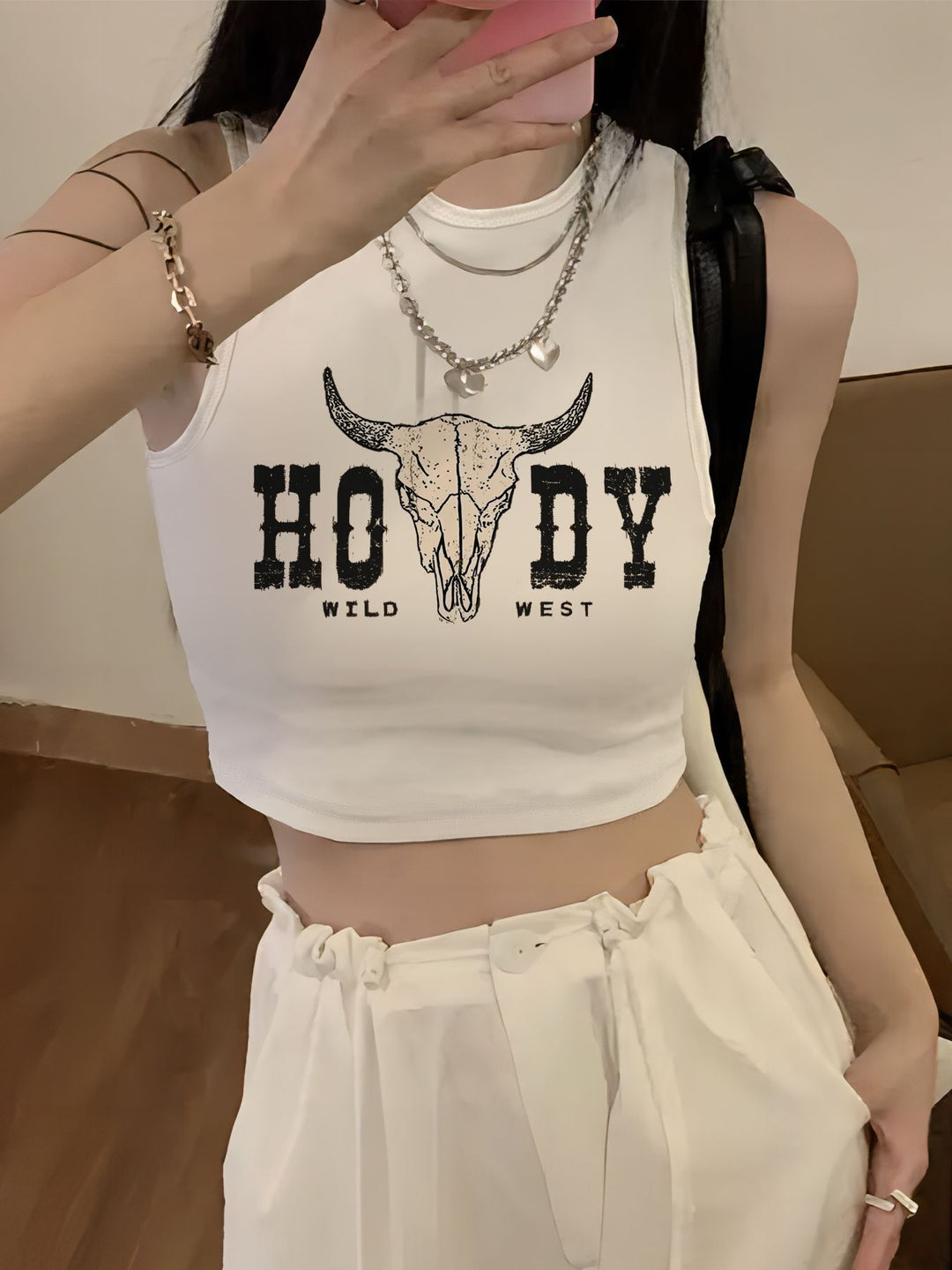Damen Crop-Top mit kreativem Spruch und lässigem Schnitt EB