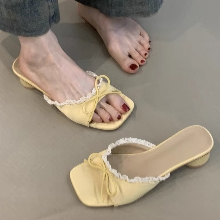 Damen elegante Sling-Sandalen mit modischem Rüschendetail EB