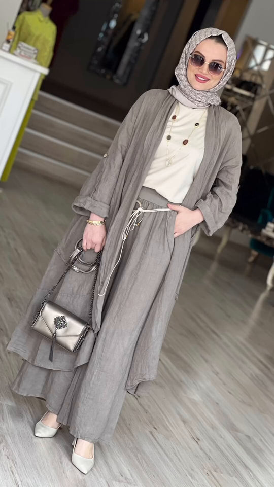 Damen lässiger und eleganter Zweiteiler mit Überwurf EB