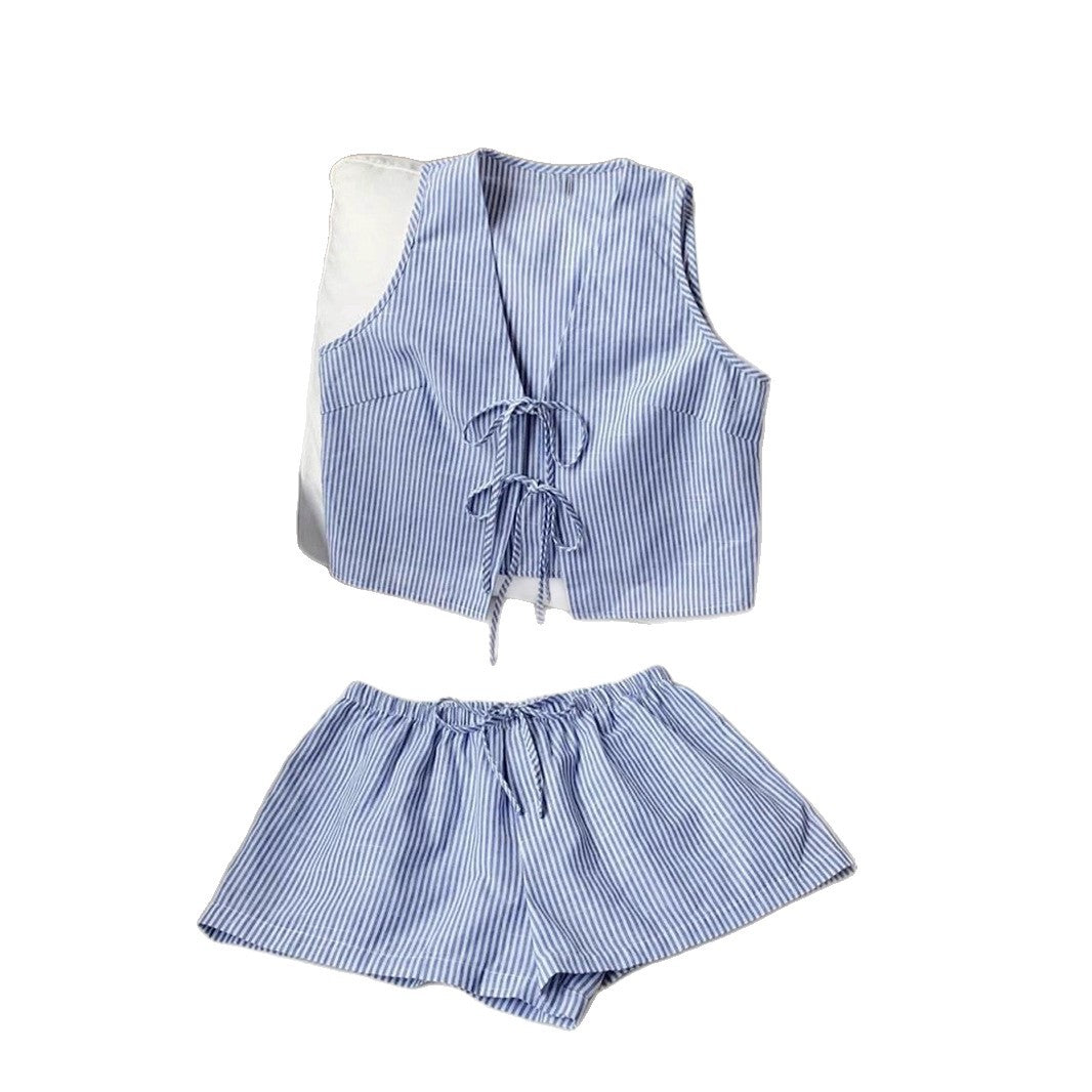 Damen Lässiges Zweiteiliges Set mit Bindegürtel EB