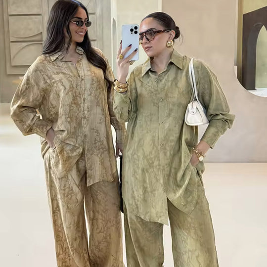 Damen lässiges Set mit floralem Muster und lockerer Passform EB