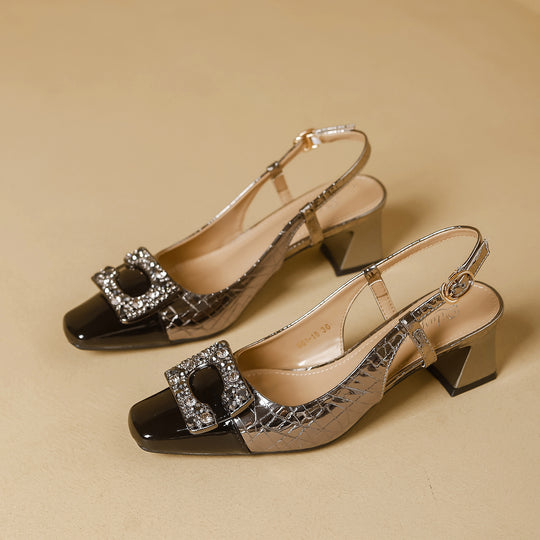 Damen Slingback-Pumps mit funkelnder Schmuckschnalle EB