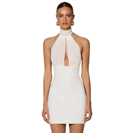 Damen Schickes Minikleid mit hochgeschlossenem Kragen und eleganten Cut-Outs EB