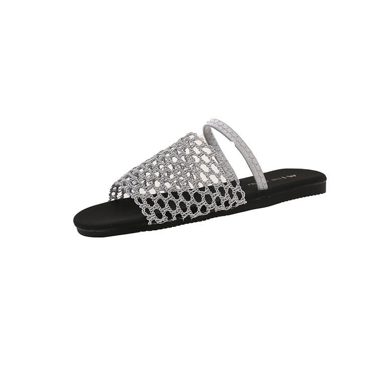 Damen offene Mules mit dekorativem Netzdesign EB