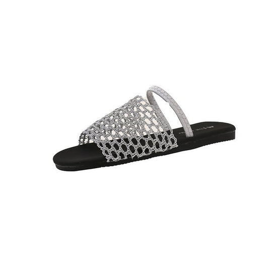 Damen offene Mules mit dekorativem Netzdesign EB