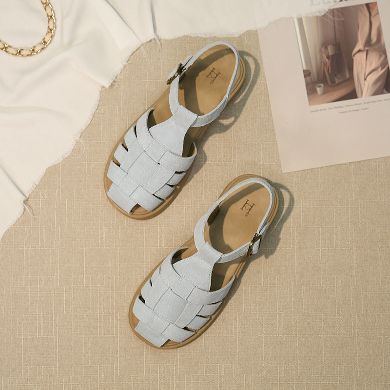 Damen Komfortable und modische Riemchensandalen mit geflochtenem Design EB