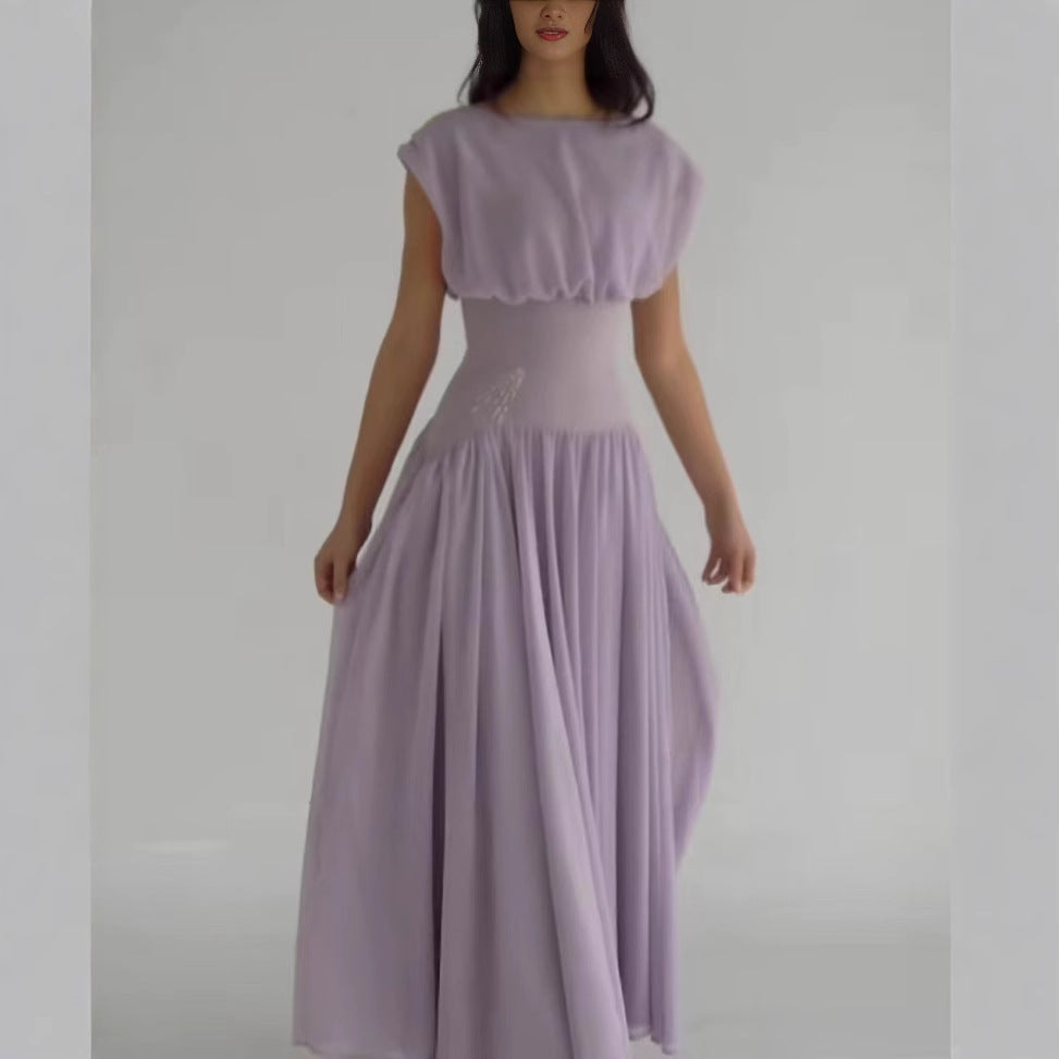 Damen Maxikleid mit eleganter Raffung und femininen Akzenten EB