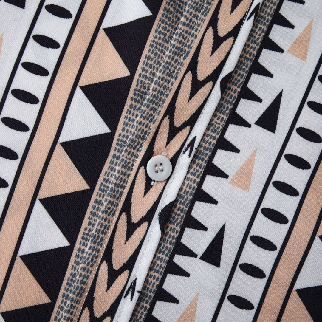 Herren Langarmhemd mit trendigem Geometrie-Design EB
