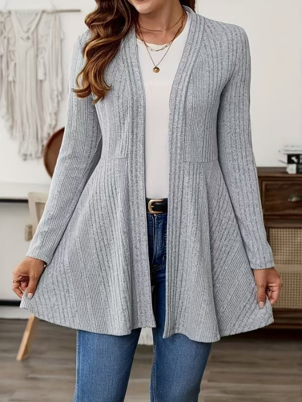 Damen Lange Strickjacke mit schwingendem Saum EB