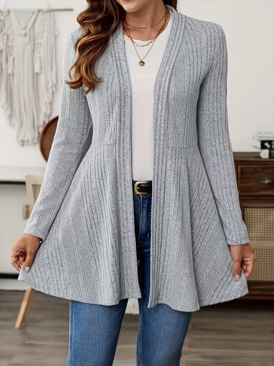 Damen Lange Strickjacke mit schwingendem Saum EB