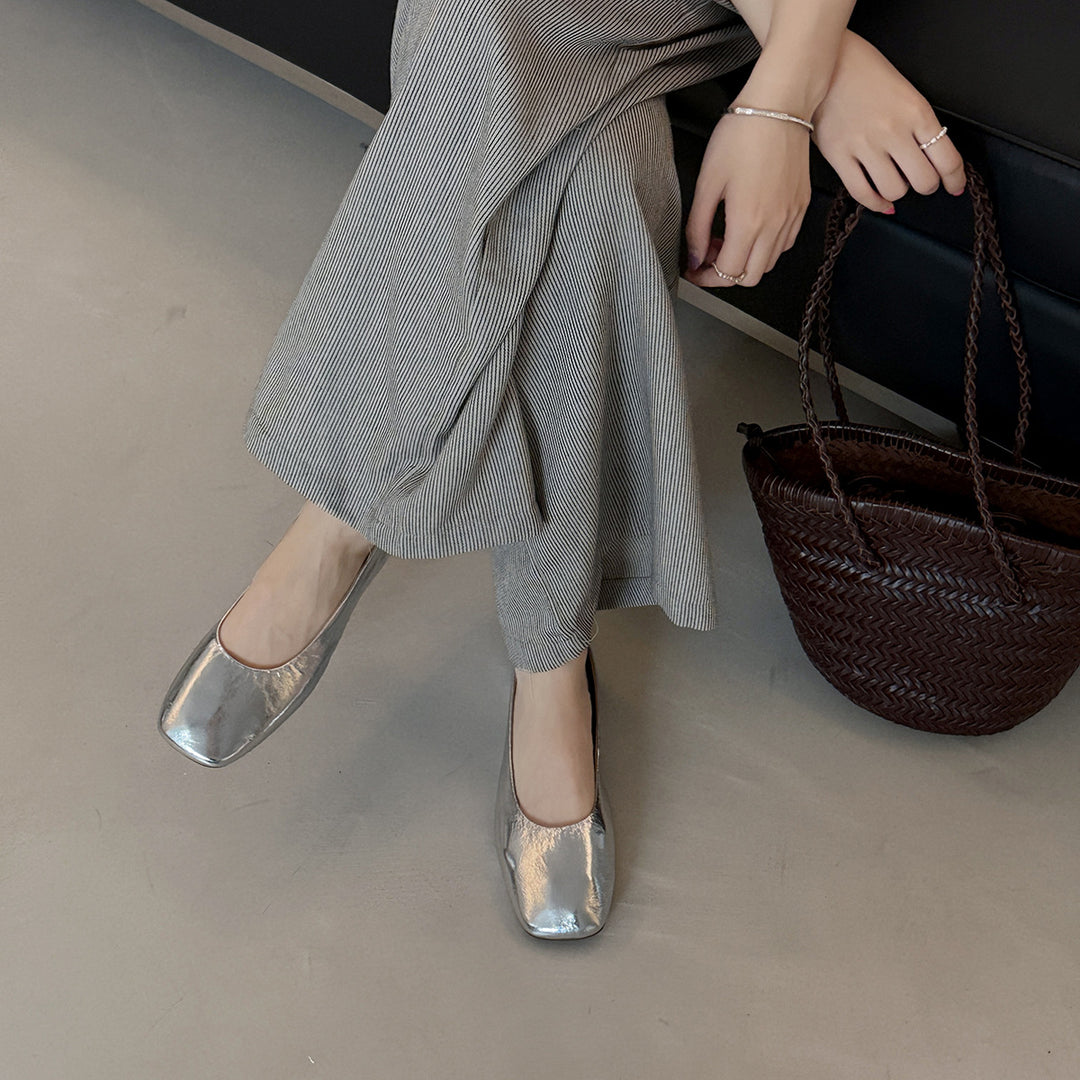 Damen Ballerinas aus hochwertigem Metallic-Leder mit komfortabler Innensohle EB