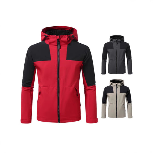 Herren Windbreaker Jacke mit verstellbarem Kapuzenkragen und seitlichen Taschen EB