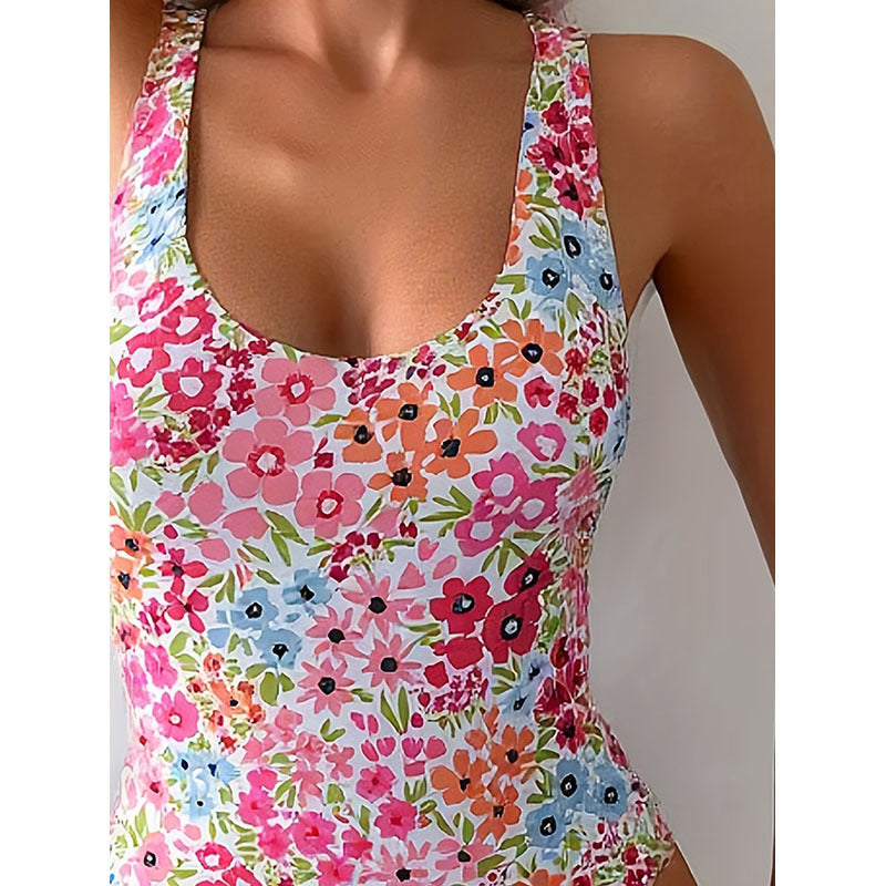 Damen Blumenmuster Badeanzug EB