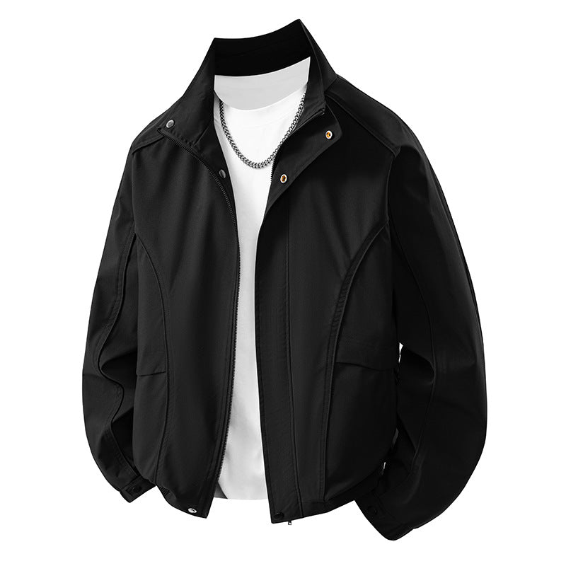 Herren leichter Übergangsblouson mit ergonomischen Schnittlinien, Stehkragen und verdecktem Reißverschluss EB