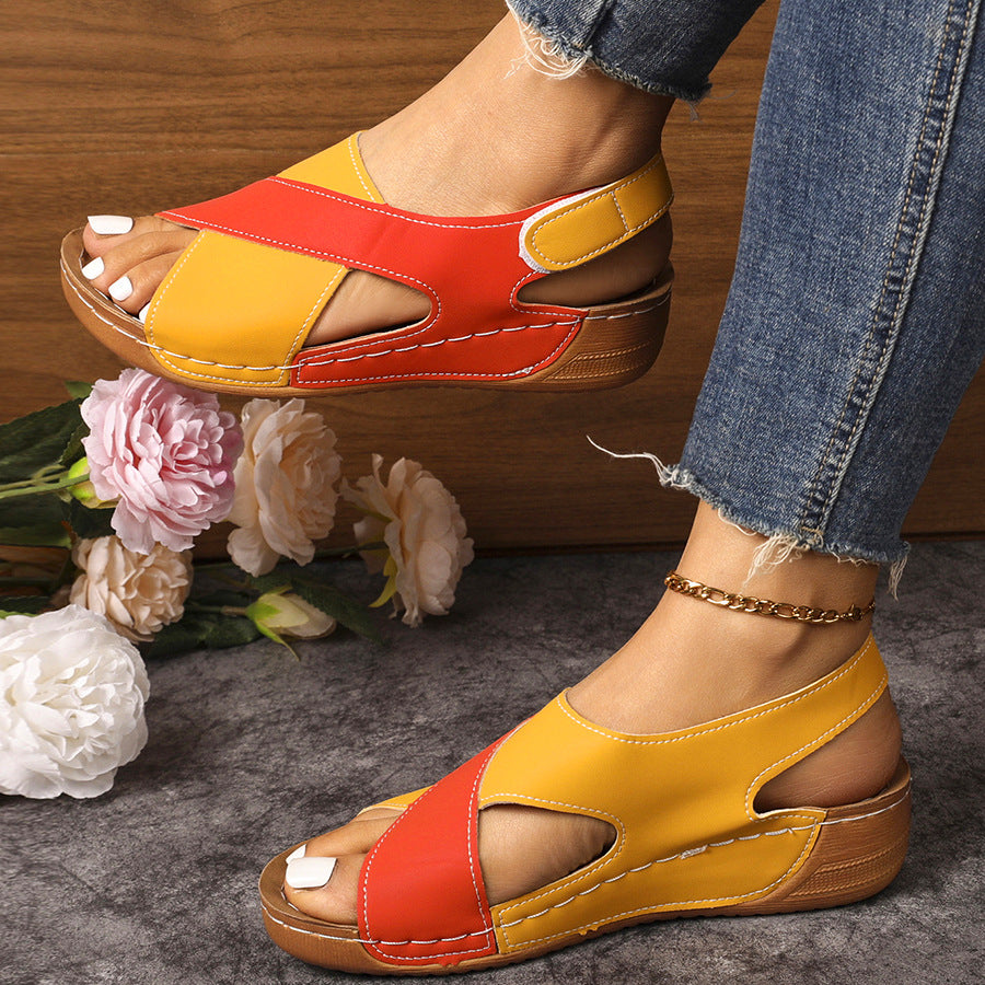 Damen Komfortable Wedge-Sandalen mit verstellbaren Riemen EB