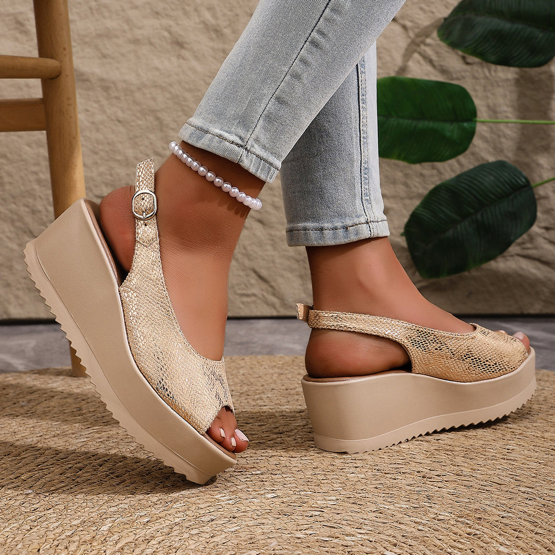 Damen Plateau-Sandalen mit offenem Zehenbereich und praktischem Klettverschluss EB