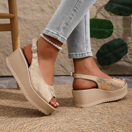 Damen Plateau-Sandalen mit offenem Zehenbereich und praktischem Klettverschluss EB