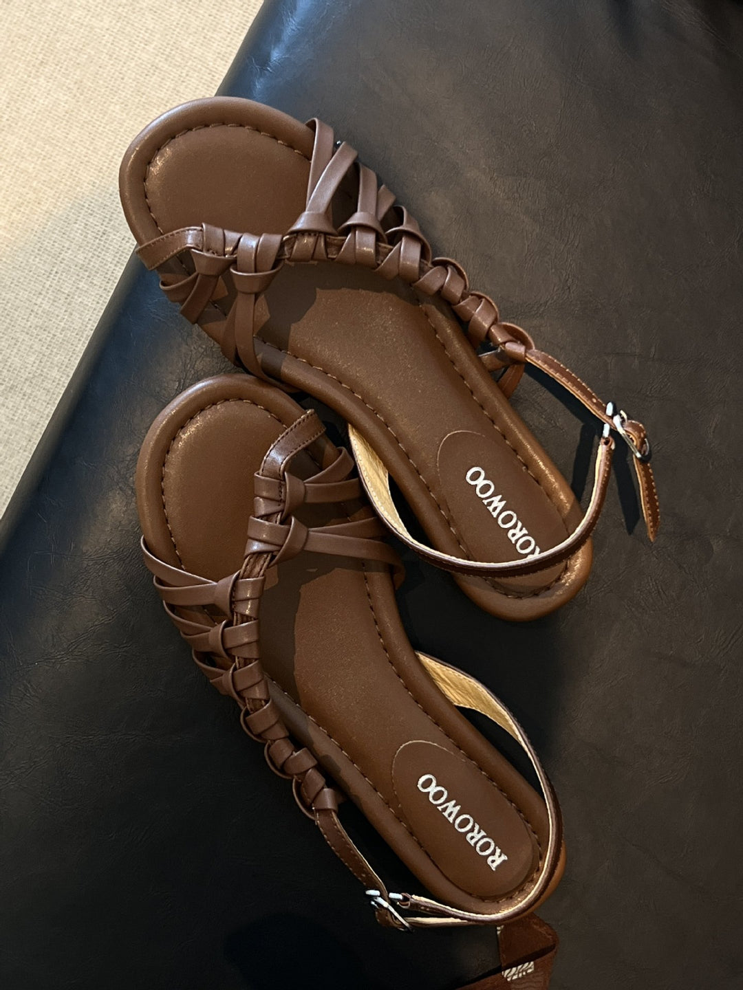 Damen stylische Riemchensandalen mit geflochtenem Obermaterial EB