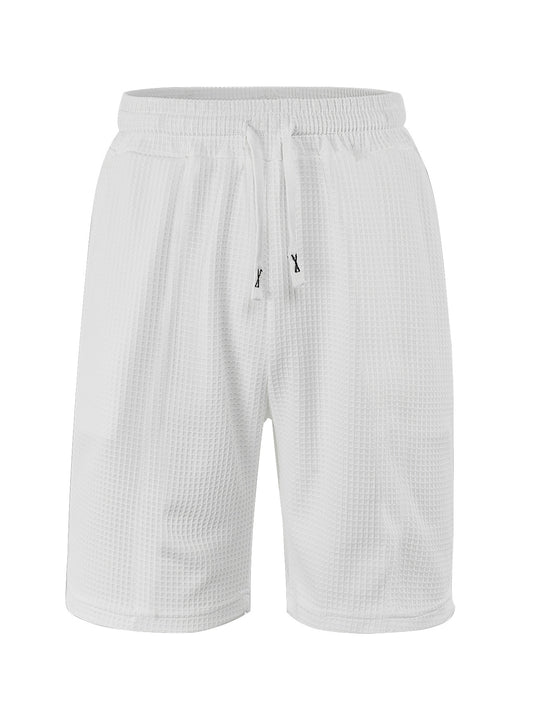 Herren nan atmungsaktive Waffel-Pyjama-Shorts mit elastischem Komfortbund, Tunnelzug und seitlichen Eingrifftaschen EB