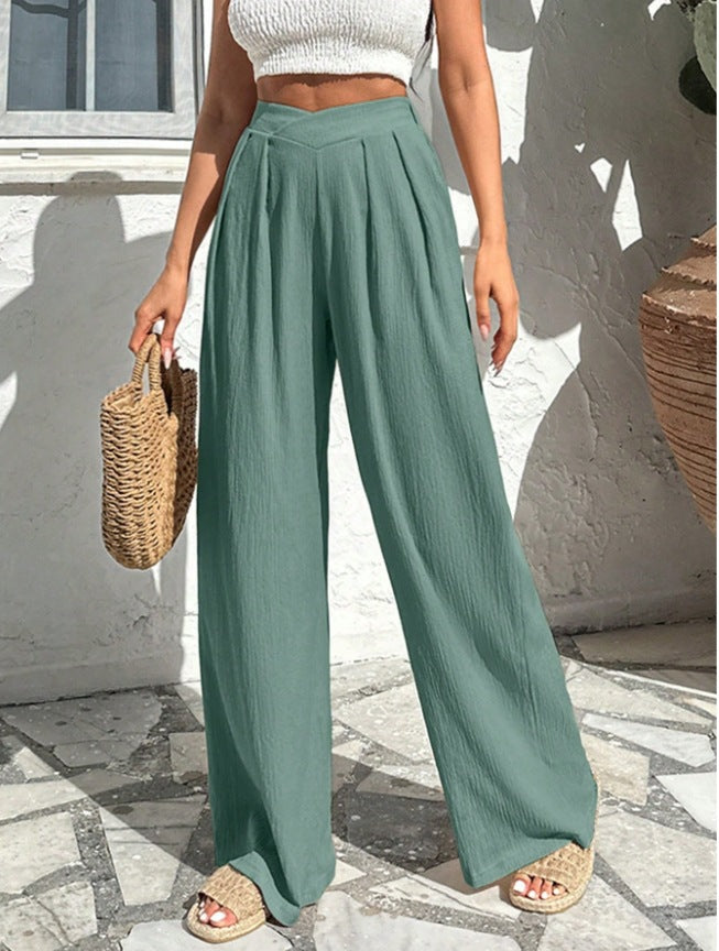Damen weite Stoffhose mit eleganter Bundfaltenführung EB