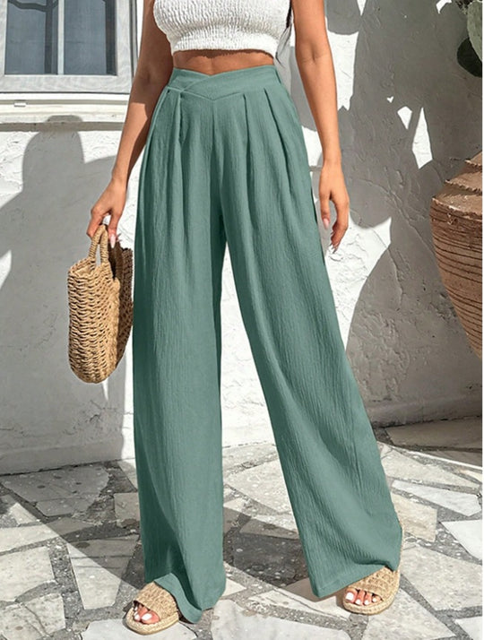 Damen weite Stoffhose mit eleganter Bundfaltenführung EB