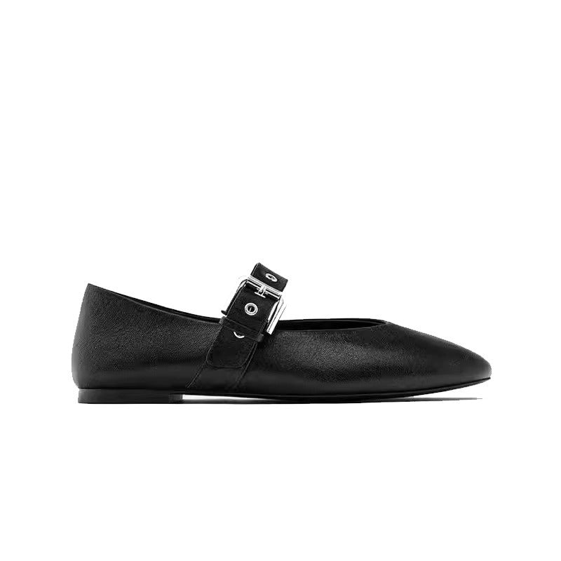 Damen elegante Mokassins mit verstellbarem Schnallenriemen EB