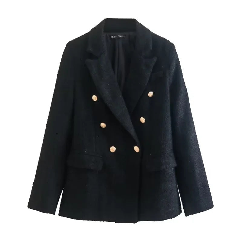 EB | Gemischter Doppelreiher Tweed Blazer Damen