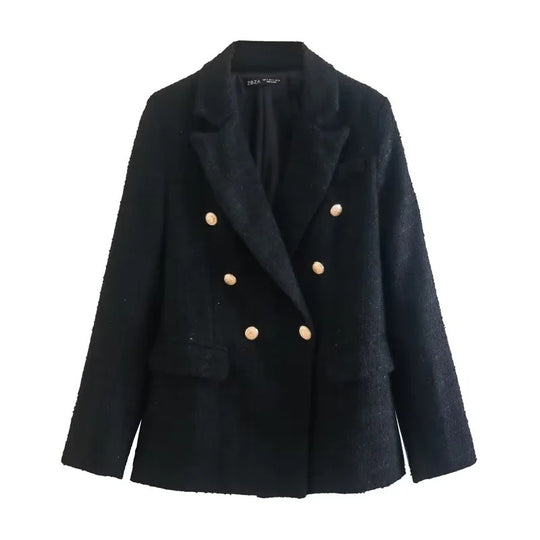 EB | Gemischter Doppelreiher Tweed Blazer Damen