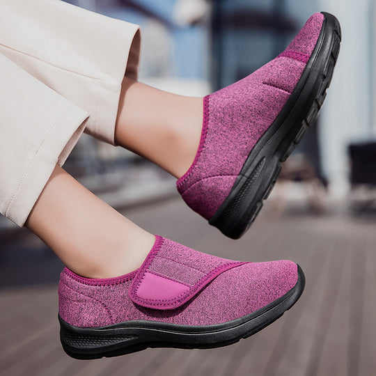 Damen Bequeme Slip-On Fitnessschuhe mit verstellbarem Klettverschluss EB