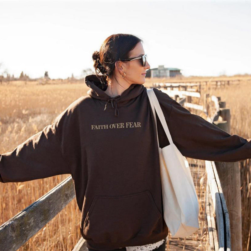 Damen Kapuzenpullover mit inspirierendem Schriftzug und hochwertiger Baumwolle EB