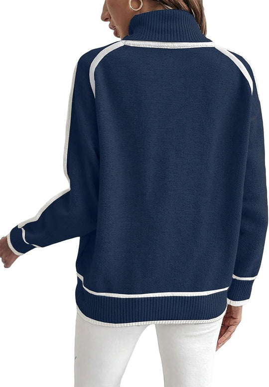 Damen Übergroße Strickpullover mit Stehkragen EB