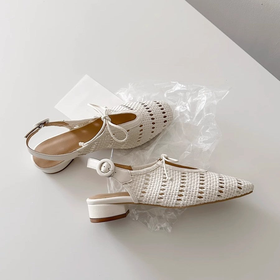 Damen elegante Sling-Sandalen mit Netzdesign und verstellbarem Riemen EB