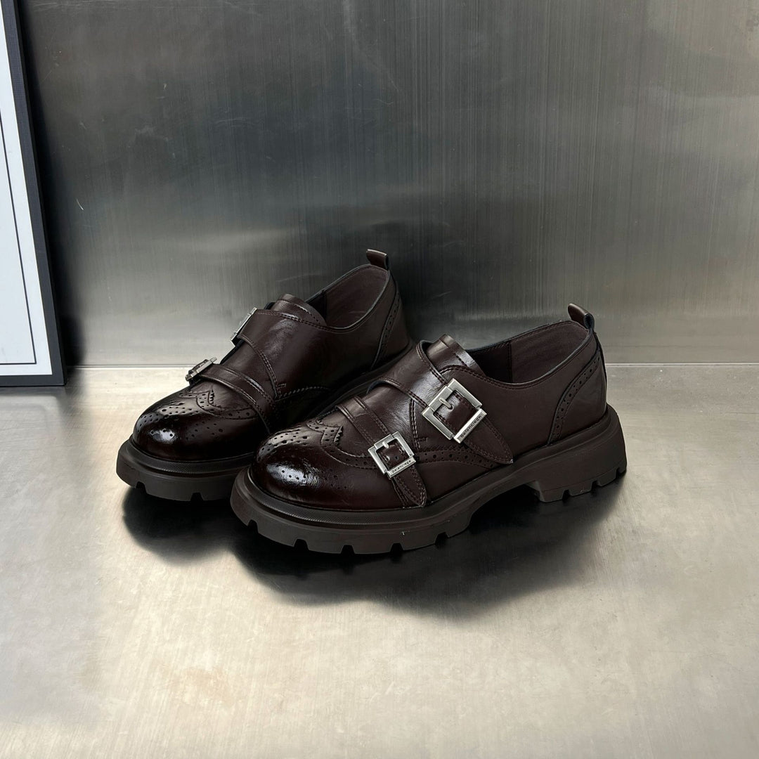 Damen Elegante Schnürschuhe mit modischen Schnallen und rutschfester Gummisohle EB